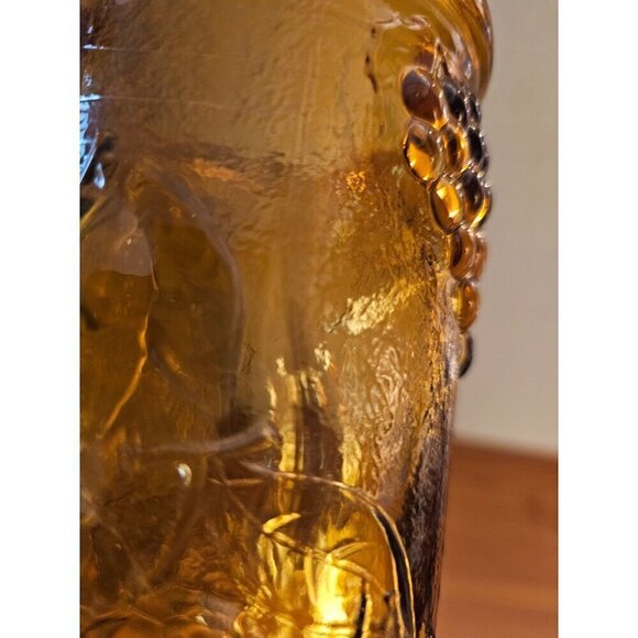 Vintage Empoli Dark Amber Glass Vase or Container with Topper, Fruit Motif - Picture 6 of 8